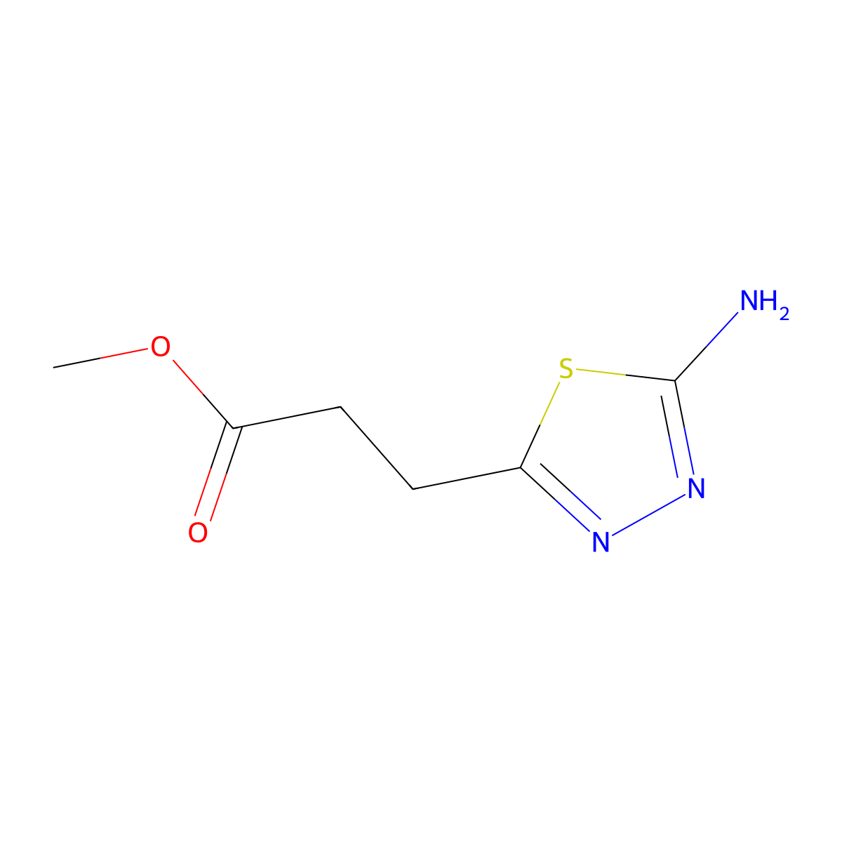 Methyl 3-(5-amino-1,3,4-thiadiazol-2-yl)propanoate molecular structure, CAS 227958-72-7