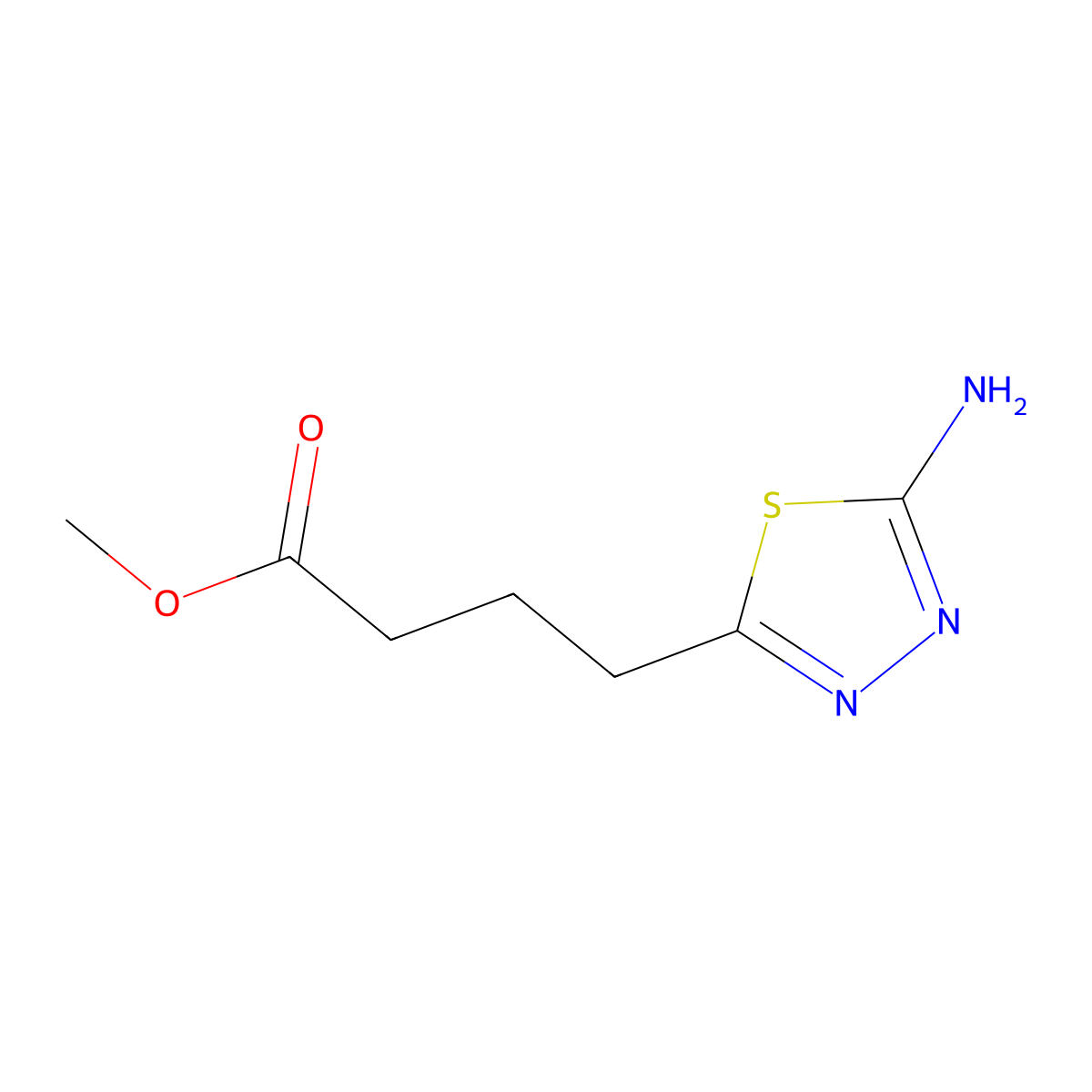 Methyl 4-(5-amino-1,3,4-thiadiazol-2-yl)butanoate molecular structure, CAS 227958-77-2
