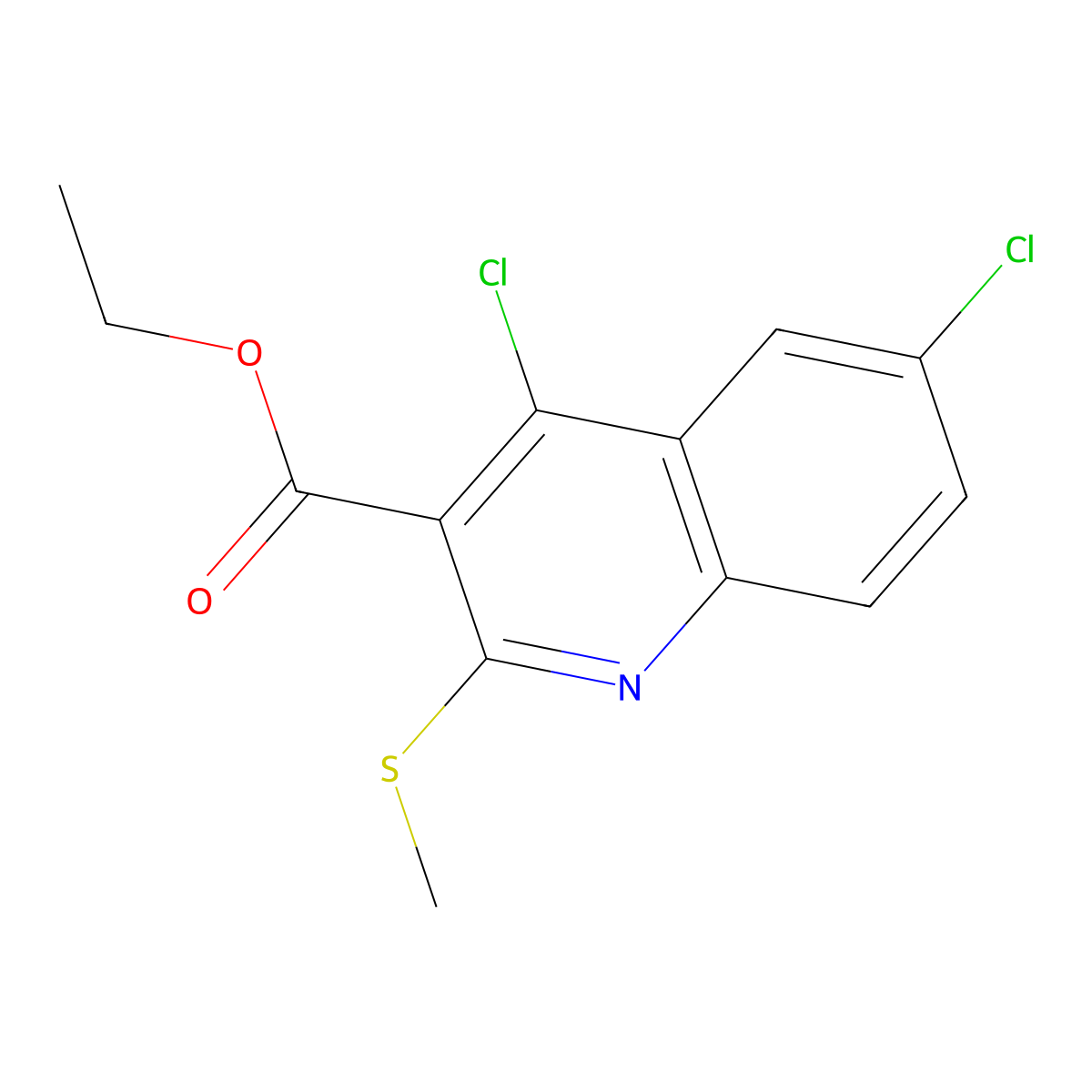 Ethyl 4,6-dichloro-2-(methylthio)quinoline-3-carboxylate molecular structure, CAS 227958-96-5