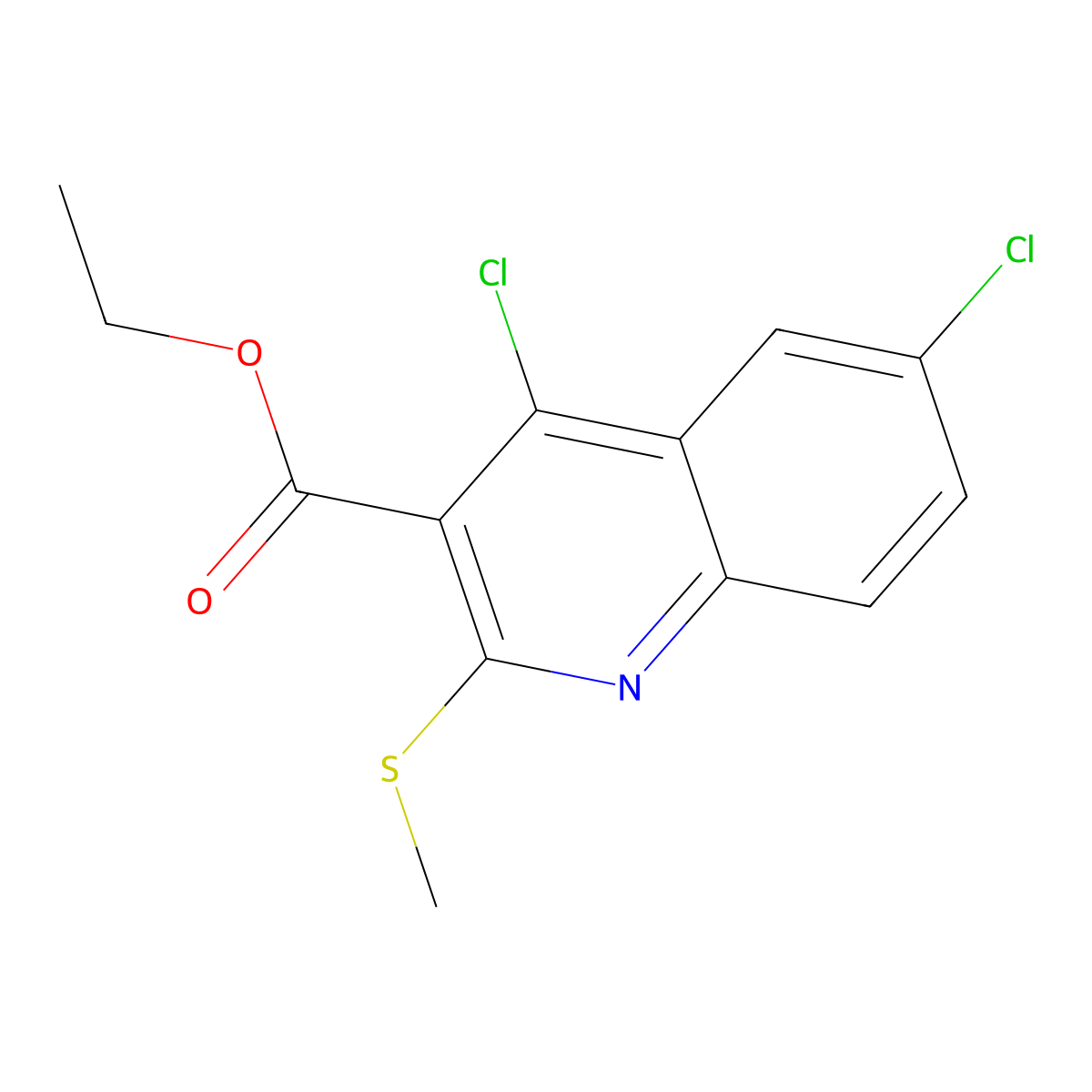 Ethyl 4,6-dichloro-2-(methylthio)quinoline-3-carboxylate molecular structure, CAS 227958-96-5