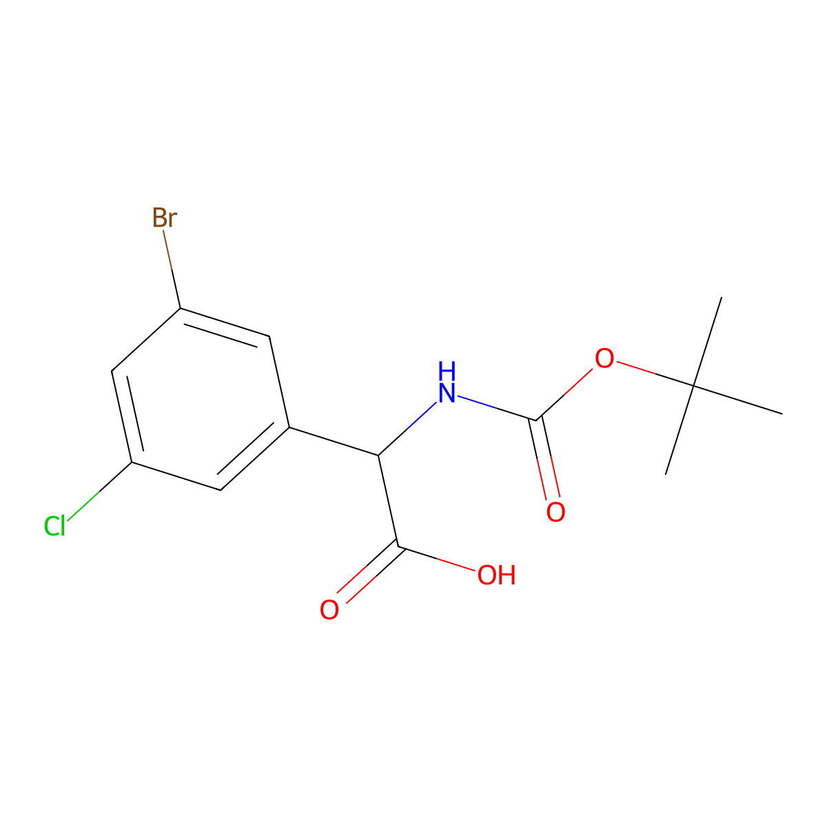2-(3-Bromo-5-chlorophenyl)-2-{[(tert-butoxy)carbonyl]amino}acetic acid molecular structure, CAS 2279581-82-5
