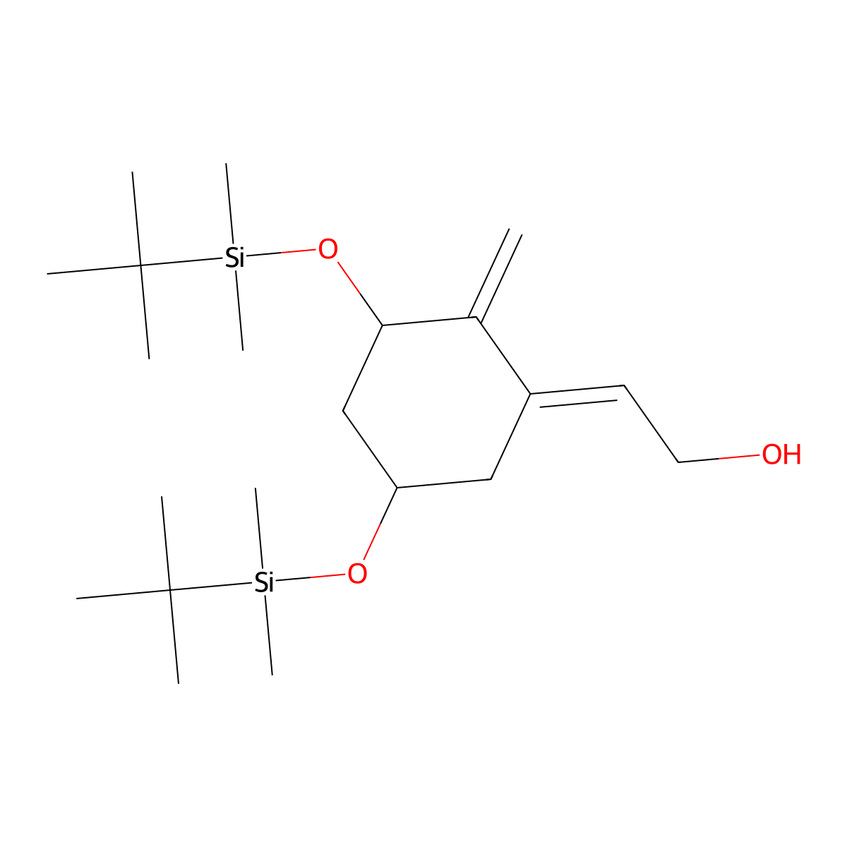 (E)-2-((3S,5R)-3,5-bis((tert-butyldimethylsilyl)oxy)-2-methylenecyclohexylidene)ethan-1-ol molecular structure, CAS 227961-42-4