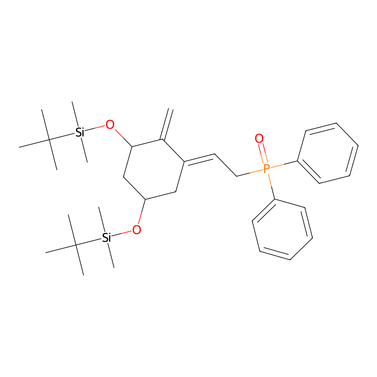 [(2E)-2-[(3S,5R)-3,5-bis[[(1,1-dimethylethyl)dimethylsilyl]oxy]-2-methylenecyclohexylidene]ethyl]diphenyl-Phosphine oxide molecular structure, CAS 227961-44-6