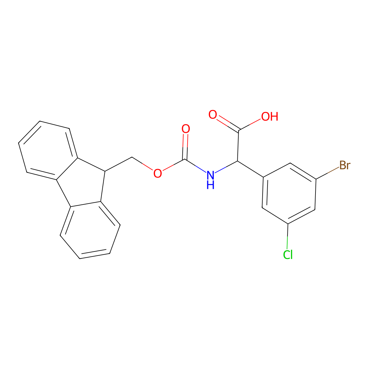 2-(3-bromo-5-chlorophenyl)-2-({[(9H-fluoren-9-yl)methoxy]carbonyl}amino)acetic acid molecular structure, CAS 2279685-78-6