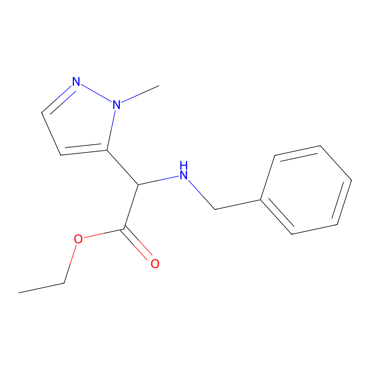 ethyl 2-(benzylamino)-2-(1-methyl-1H-pyrazol-5-yl)acetate molecular structure, CAS 2279741-92-1