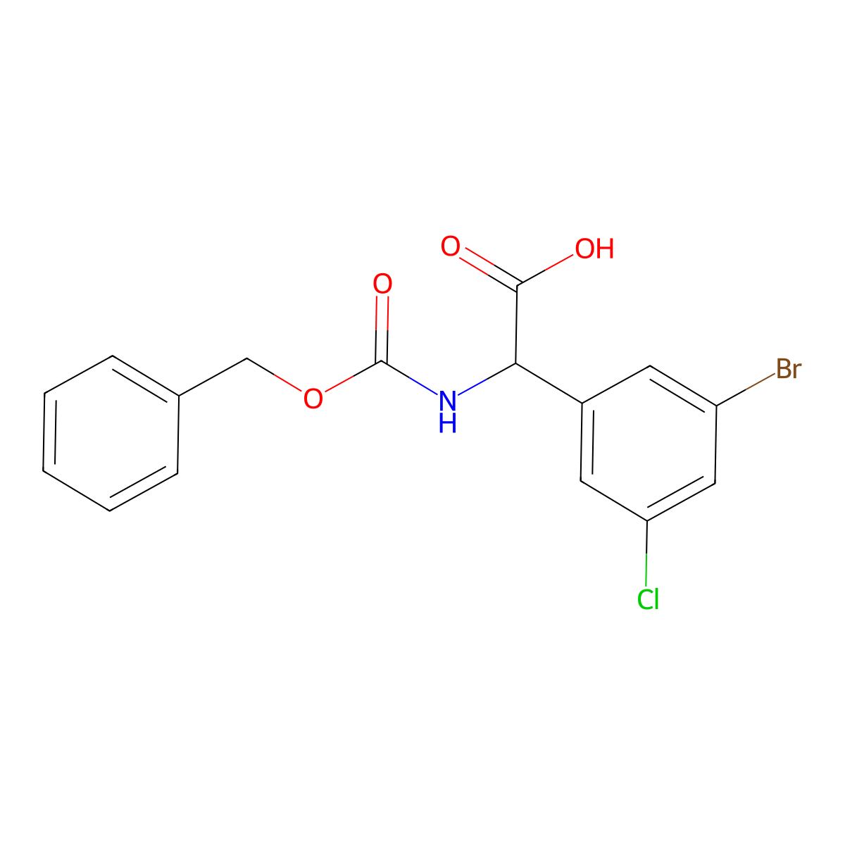 2-{[(Benzyloxy)carbonyl]amino}-2-(3-bromo-5-chlorophenyl)acetic acid molecular structure, CAS 2279793-09-6