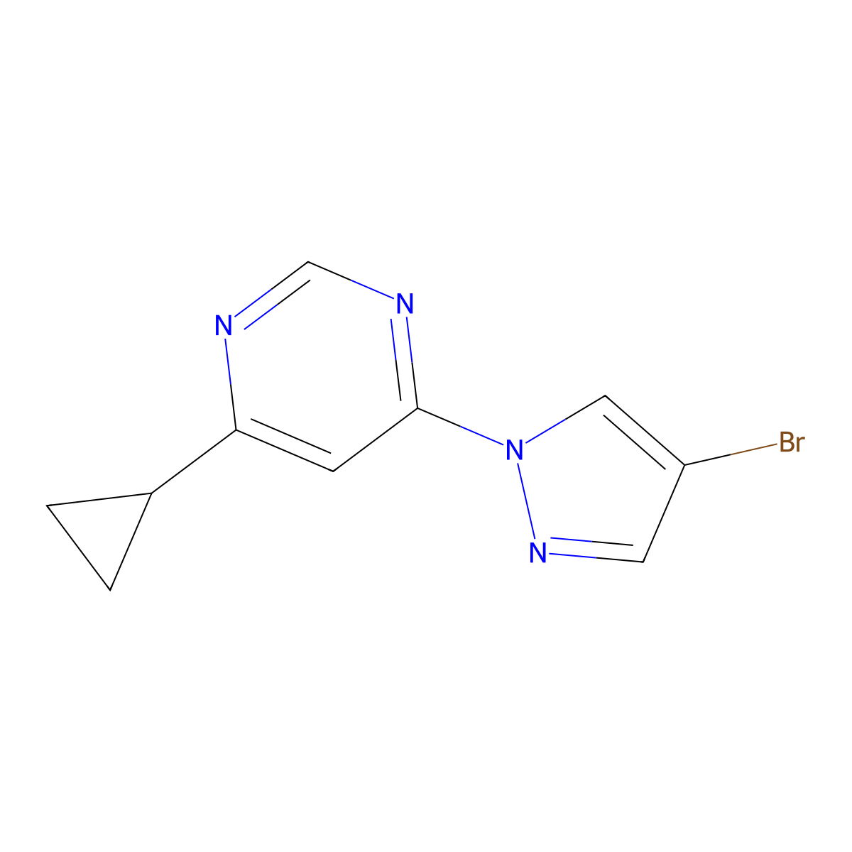 4-(4-bromo-1H-pyrazol-1-yl)-6-cyclopropylpyrimidine molecular structure, CAS 2279857-94-0
