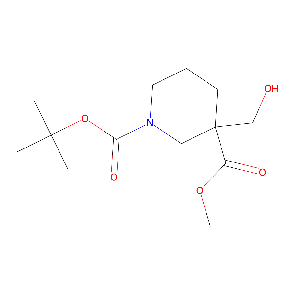 Methyl 1-boc-3-(hydroxymethyl)piperidine-3-carboxylate molecular structure, CAS 2279962-28-4