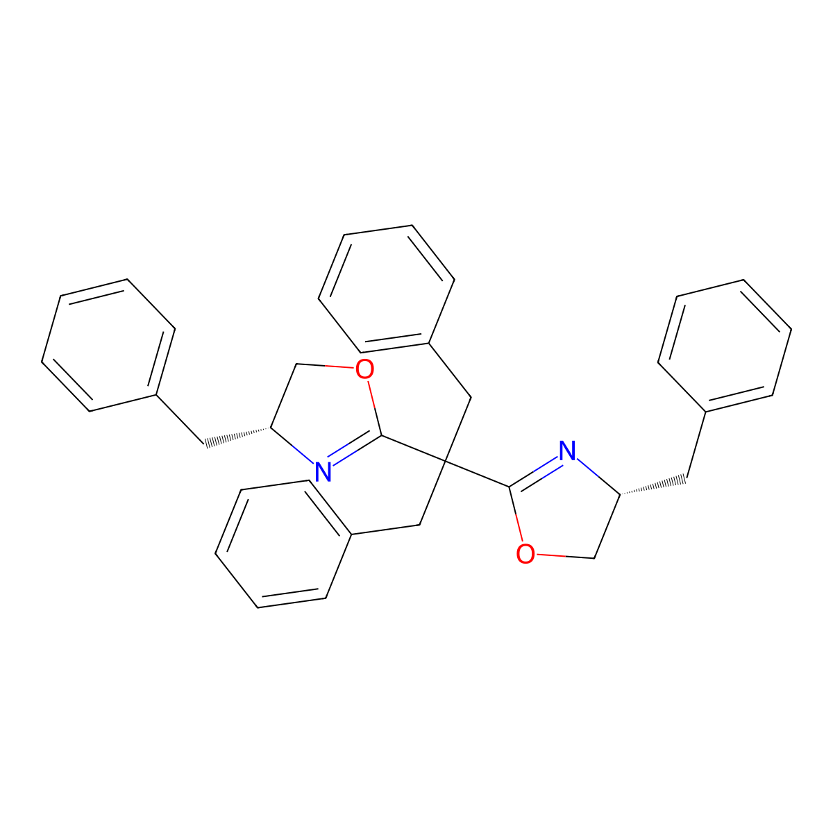 (4R,4'R)-2,2'-(1,3-Diphenylpropane-2,2-diyl)bis(4-benzyl-4,5-dihydrooxazole) molecular structure, CAS 2279976-00-8