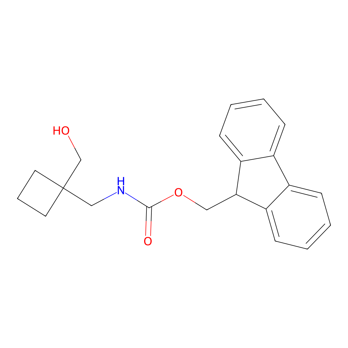(9H-fluoren-9-yl)methyl N-{[1-(hydroxymethyl)cyclobutyl]methyl}carbamate molecular structure, CAS 2279980-70-8