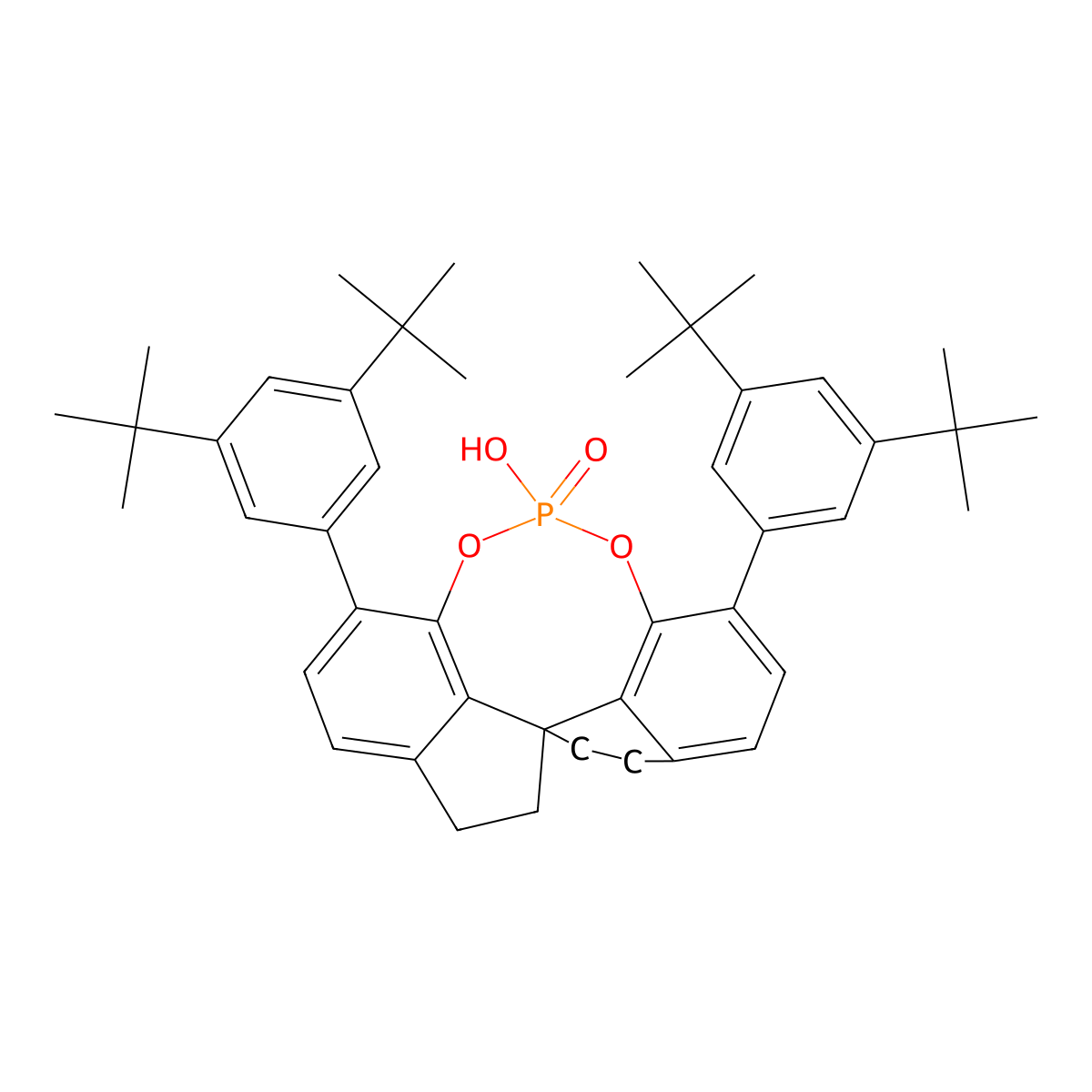 (11aS)-1,10-Bis(3,5-di-tert-butylphenyl)-12-hydroxy-4,5,6,7-tetrahydrodiindeno[7,1-de:1',7'-fg][1,3,2]dioxaphosphocine 12-oxide molecular structure, CAS 2280013-47-8