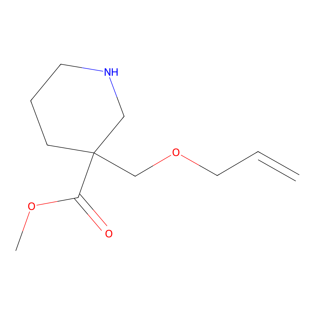Methyl 3-[(prop-2-en-1-yloxy)methyl]piperidine-3-carboxylate molecular structure, CAS 2280173-95-5