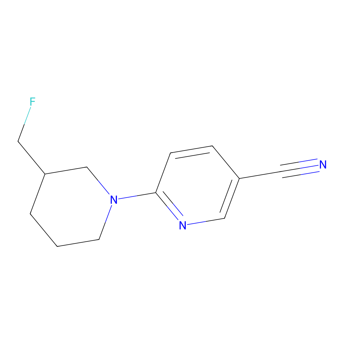 6-[3-(Fluoromethyl)piperidin-1-yl]pyridine-3-carbonitrile molecular structure, CAS 2280194-36-5
