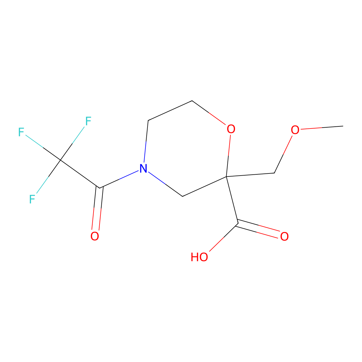 2-(Methoxymethyl)-4-(trifluoroacetyl)morpholine-2-carboxylic acid molecular structure, CAS 2280293-41-4