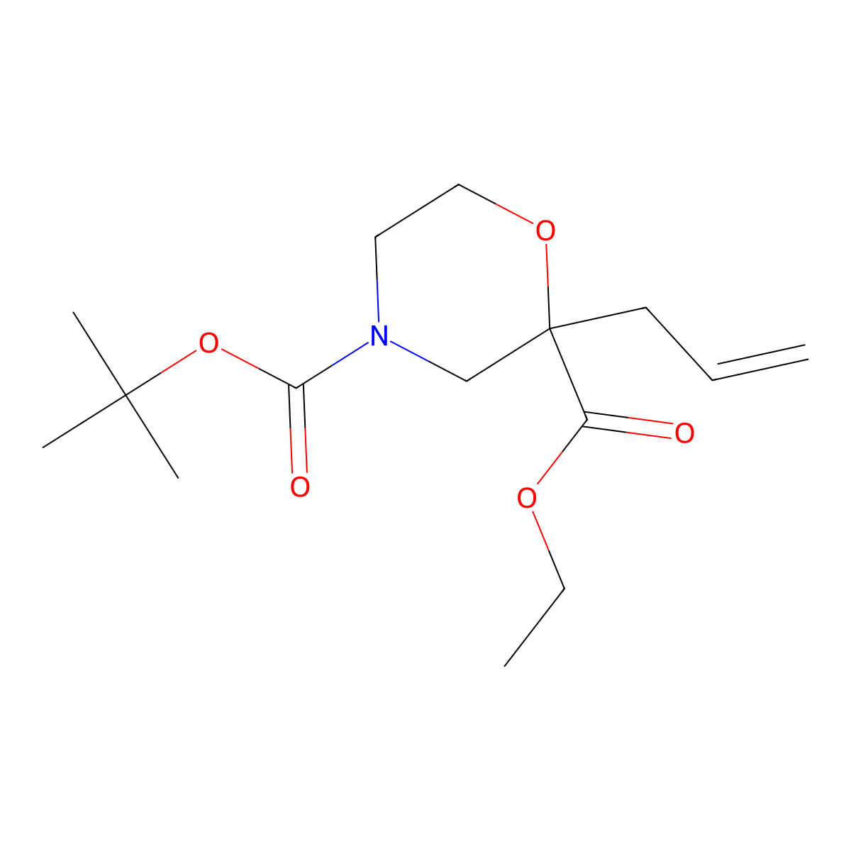 4-Tert-butyl 2-ethyl 2-(prop-2-en-1-yl)morpholine-2,4-dicarboxylate molecular structure, CAS 2280314-59-0