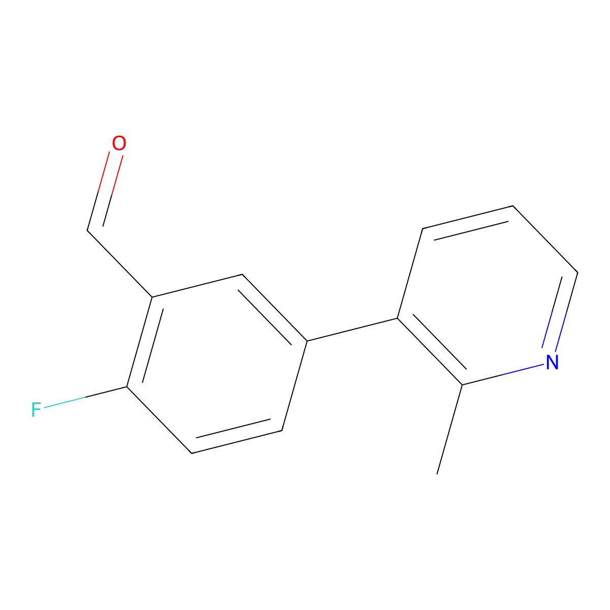 2-Fluoro-5-(2-methylpyridin-3-yl)benzaldehyde molecular structure, CAS 2280339-05-9