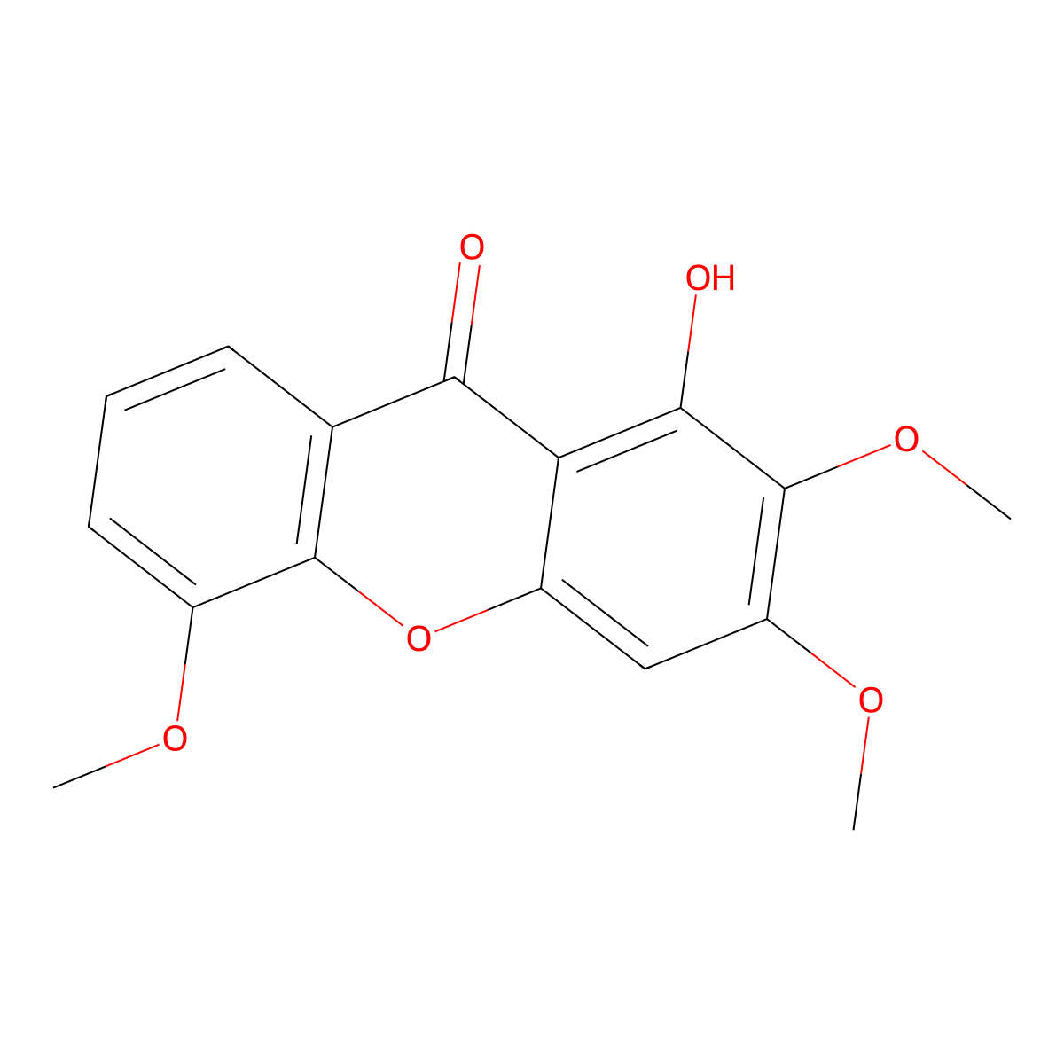 1-Hydroxy-2,3,5-trimethoxyxanthene molecular structure, CAS 22804-49-5