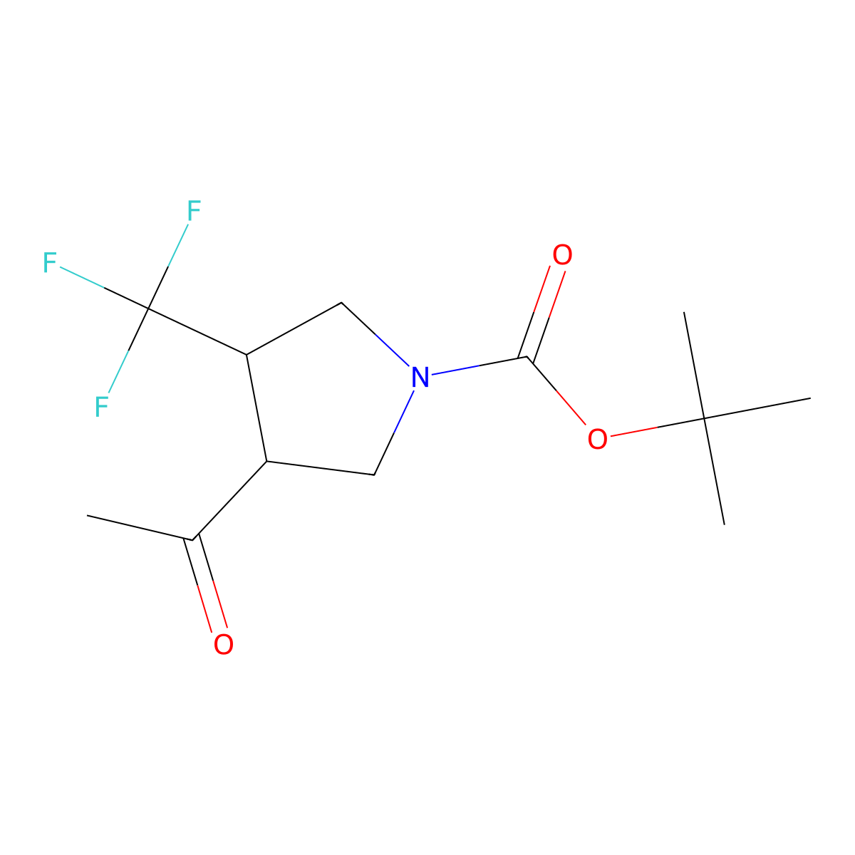 Tert-butyl 3-acetyl-4-(trifluoromethyl)pyrrolidine-1-carboxylate molecular structure, CAS 2280412-04-4