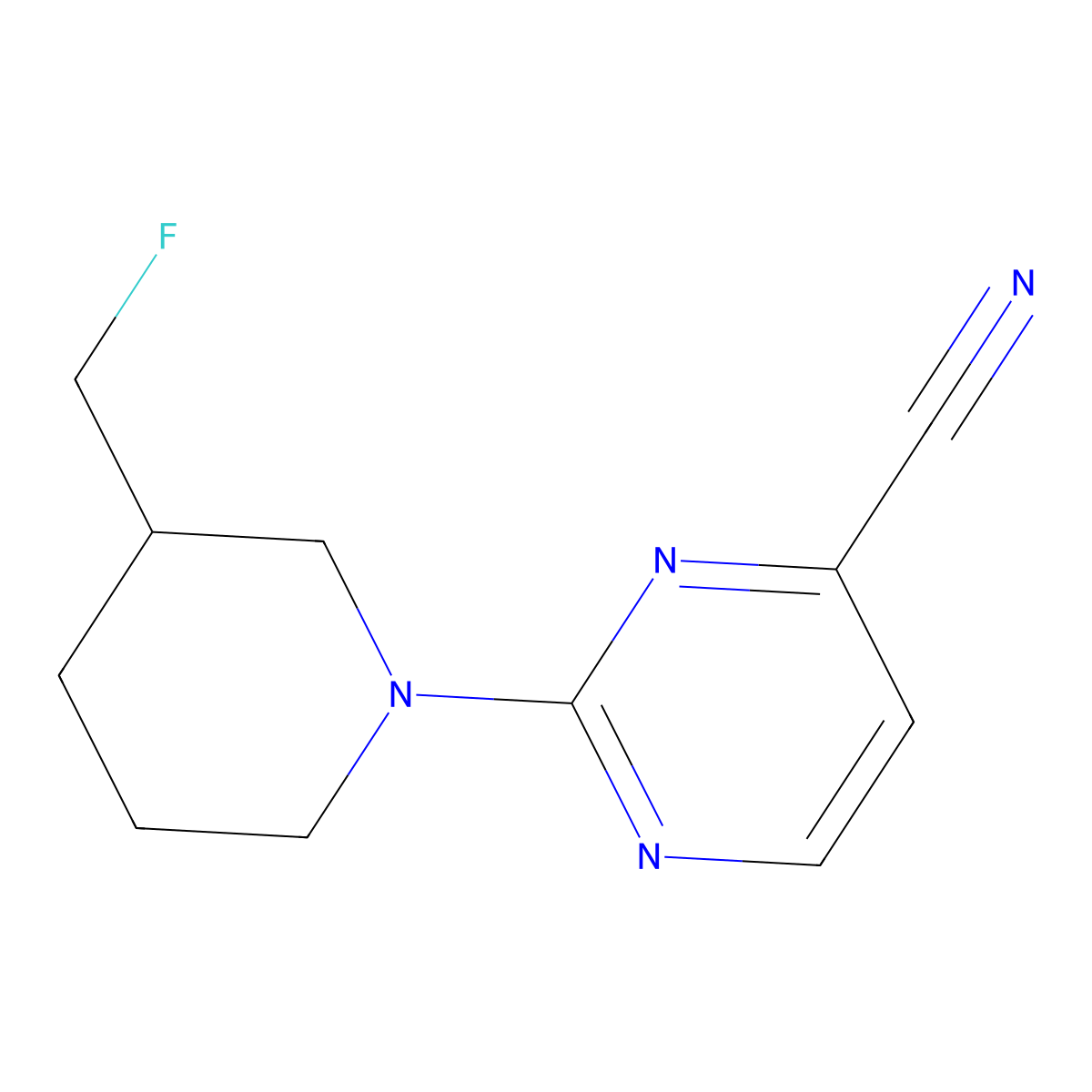 2-[3-(Fluoromethyl)piperidin-1-yl]pyrimidine-4-carbonitrile molecular structure, CAS 2280436-58-8