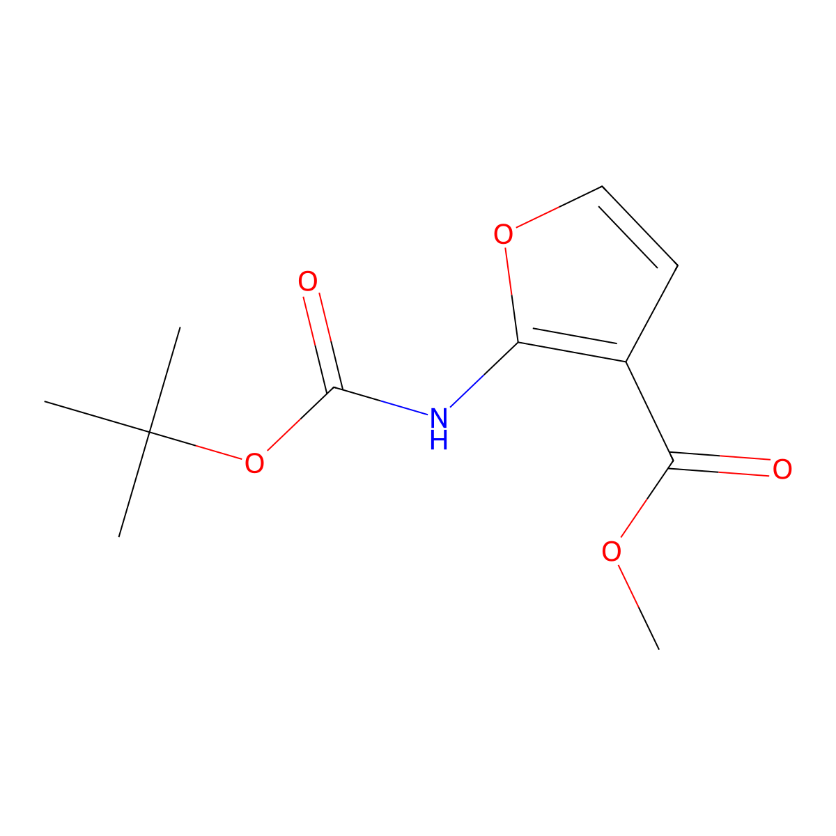 Methyl 2-{[(tert-butoxy)carbonyl]amino}furan-3-carboxylate molecular structure, CAS 2280533-32-4