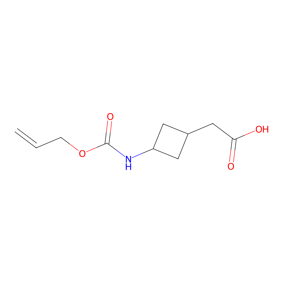 2-(3-{[(Prop-2-en-1-yloxy)carbonyl]amino}cyclobutyl)acetic acid molecular structure, CAS 2280612-14-6