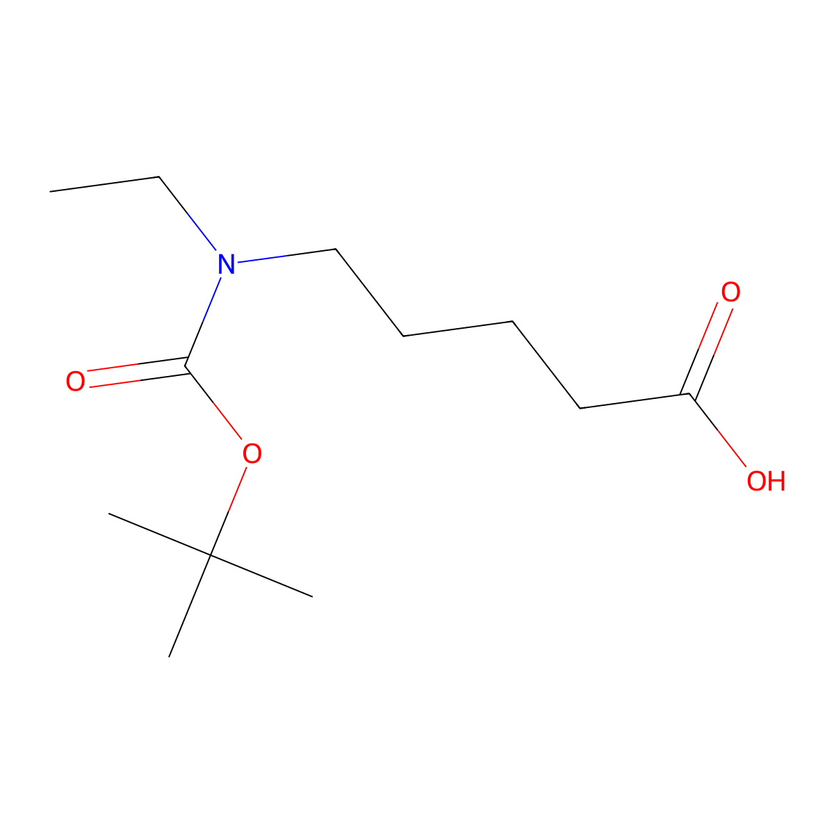 5-{[(Tert-butoxy)carbonyl](ethyl)amino}pentanoic acid molecular structure, CAS 2280673-91-6