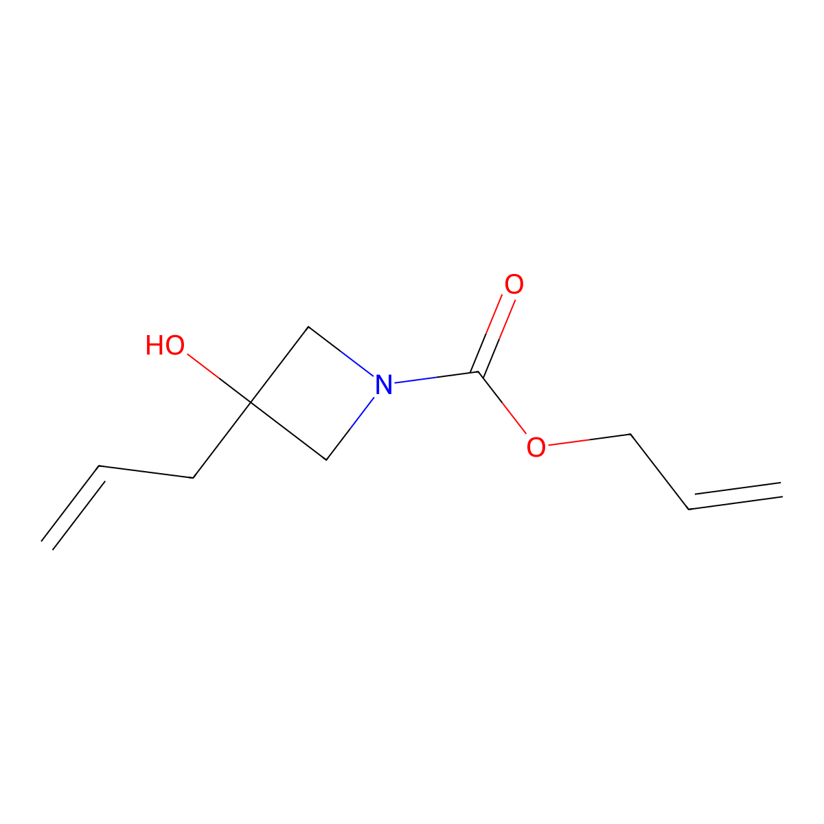 Prop-2-en-1-yl 3-hydroxy-3-(prop-2-en-1-yl)azetidine-1-carboxylate molecular structure, CAS 2280712-68-5