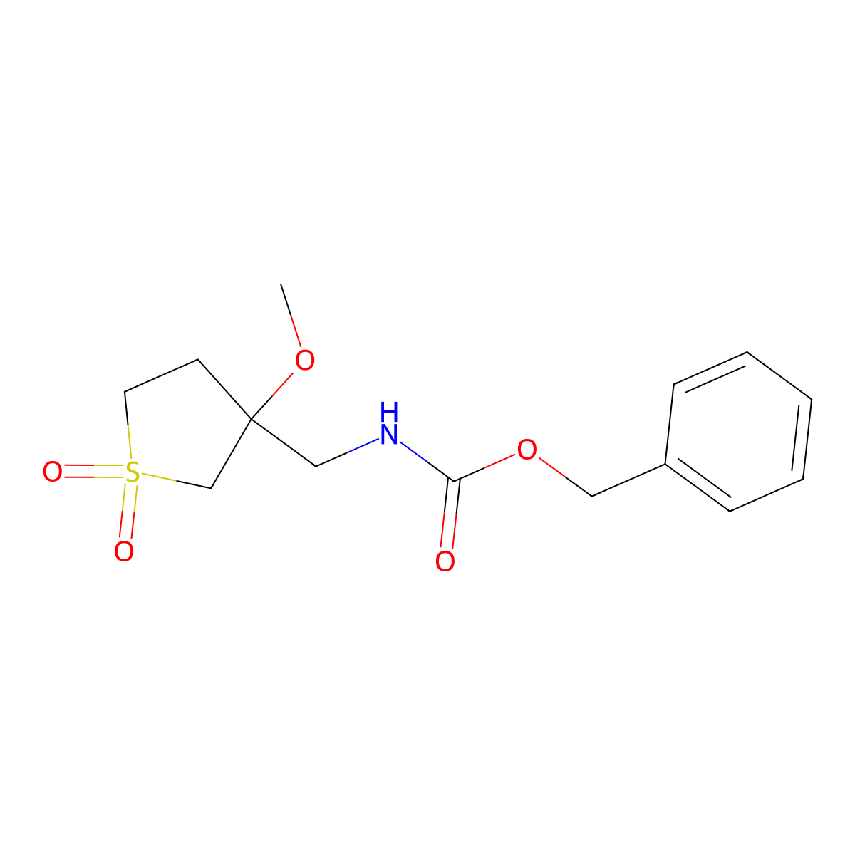 benzyl N-[(3-methoxy-1,1-dioxo-1lambda6-thiolan-3-yl)methyl]carbamate molecular structure, CAS 2280713-08-6