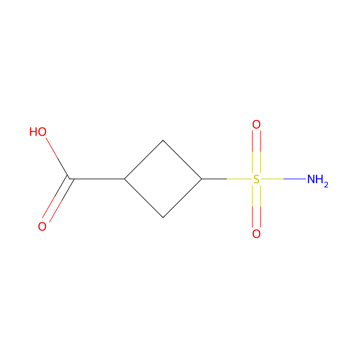 3-sulfamoylcyclobutane-1-carboxylic acid, Mixture of diastereomers molecular structure, CAS 2280780-70-1