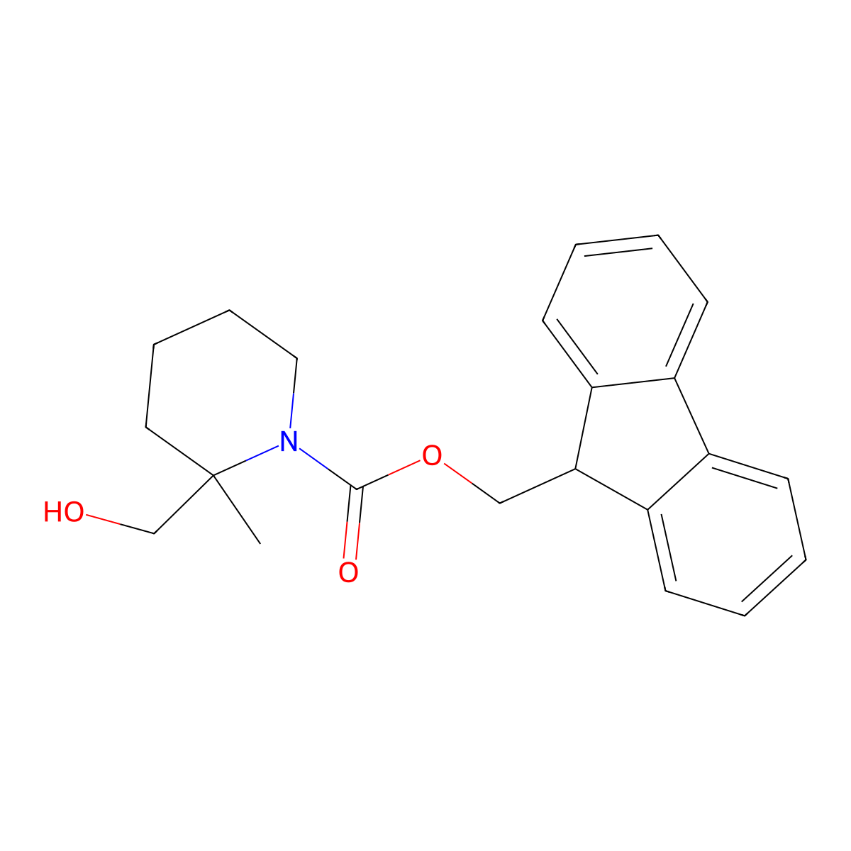 (9H-fluoren-9-yl)methyl 2-(hydroxymethyl)-2-methylpiperidine-1-carboxylate molecular structure, CAS 2280918-71-8
