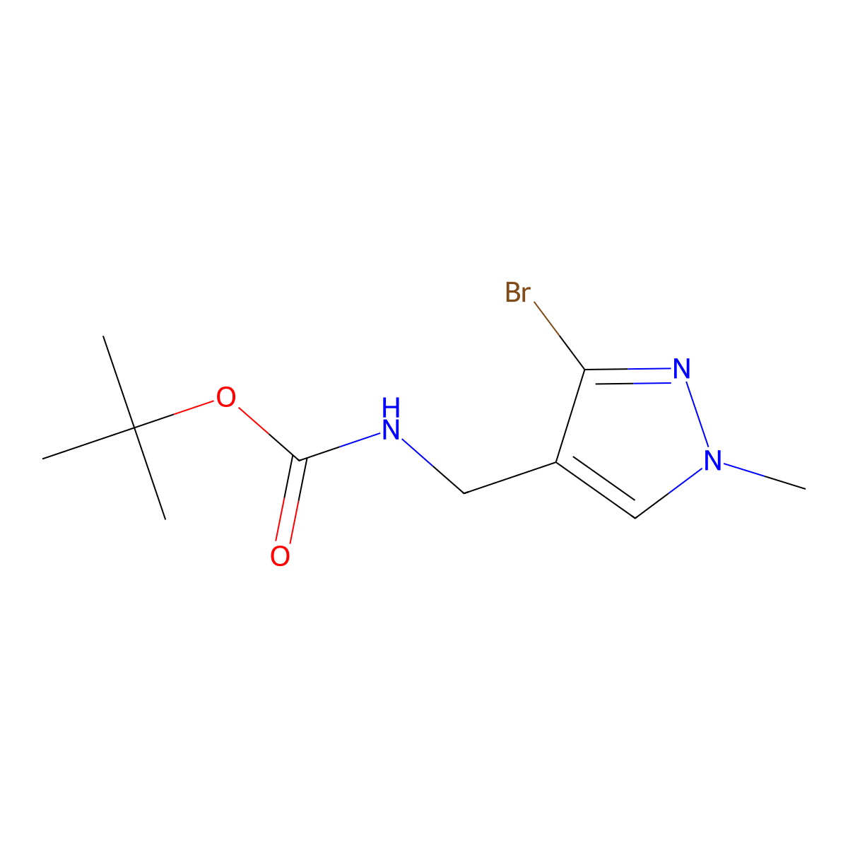 tert-butyl N-[(3-bromo-1-methyl-1H-pyrazol-4-yl)methyl]carbamate molecular structure, CAS 2280960-32-7