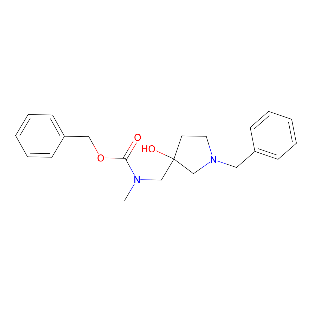 benzyl N-[(1-benzyl-3-hydroxypyrrolidin-3-yl)methyl]-N-methylcarbamate molecular structure, CAS 2280992-81-4