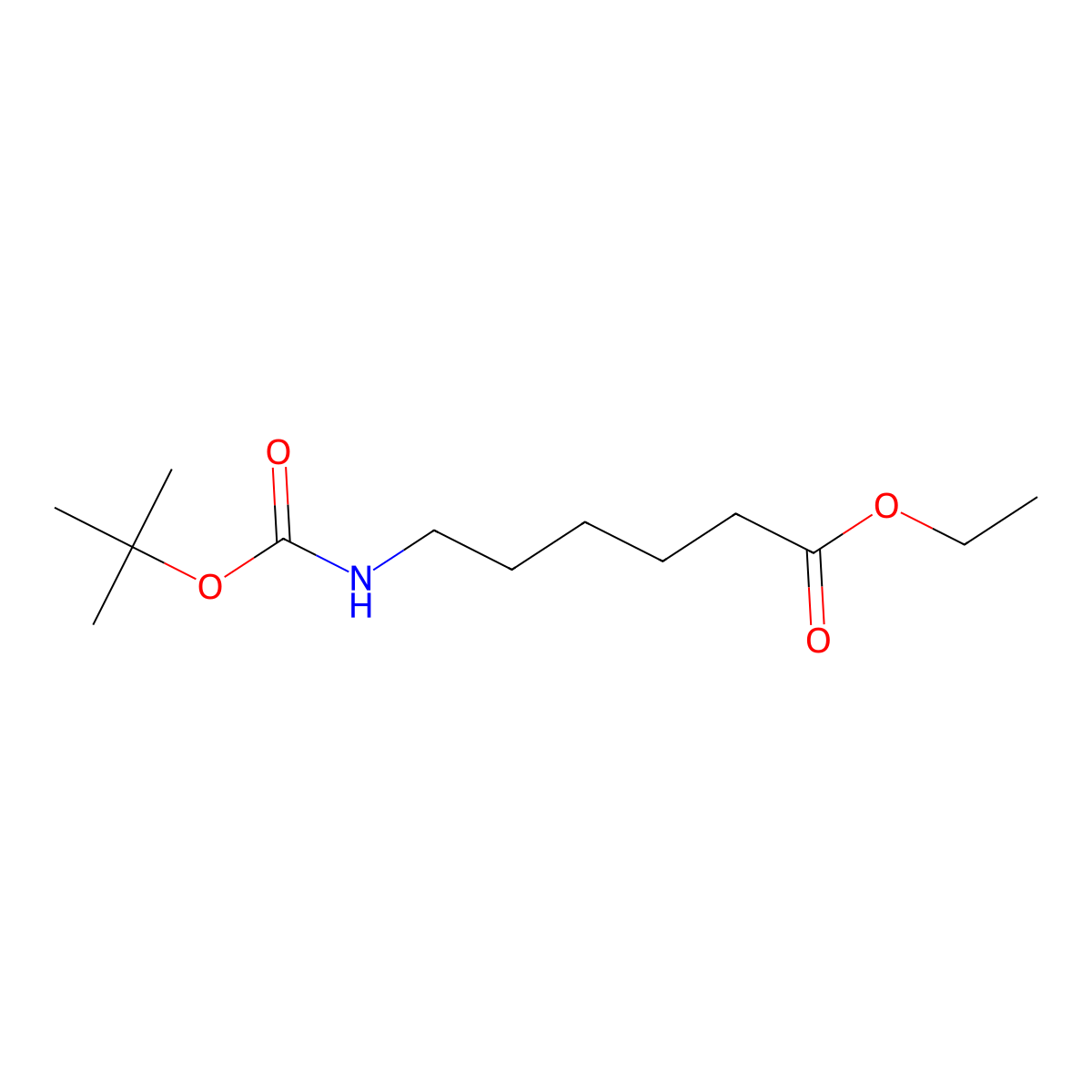 Ethyl 6-(((1,1-dimethylethoxy)carbonyl)amino)hexanoate molecular structure, CAS 228110-67-6