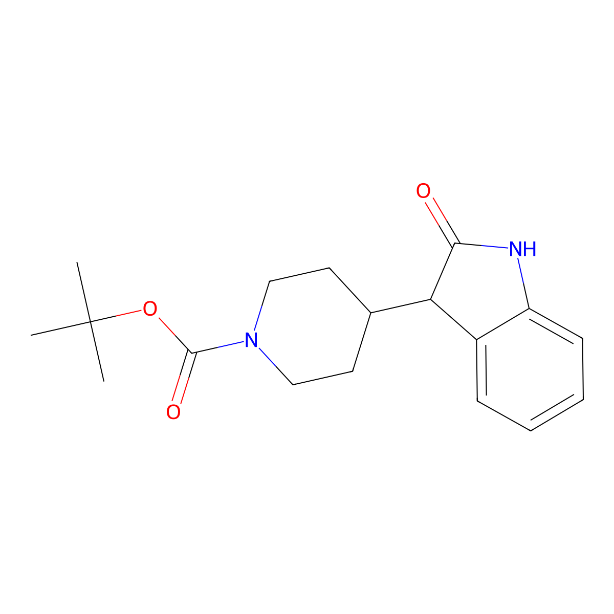 tert-Butyl 4-(2-oxoindolin-3-yl)piperidine-1-carboxylate molecular structure, CAS 228111-39-5