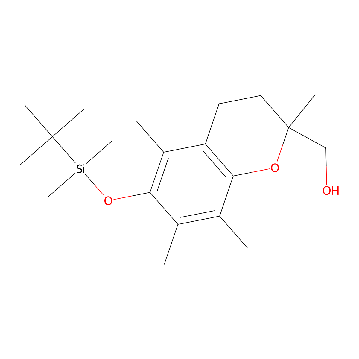 {6-[(tert-butyldimethylsilyl)oxy]-2,5,7,8-tetramethyl-3,4-dihydro-2H-1-benzopyran-2-yl}methanol molecular structure, CAS 228114-44-1
