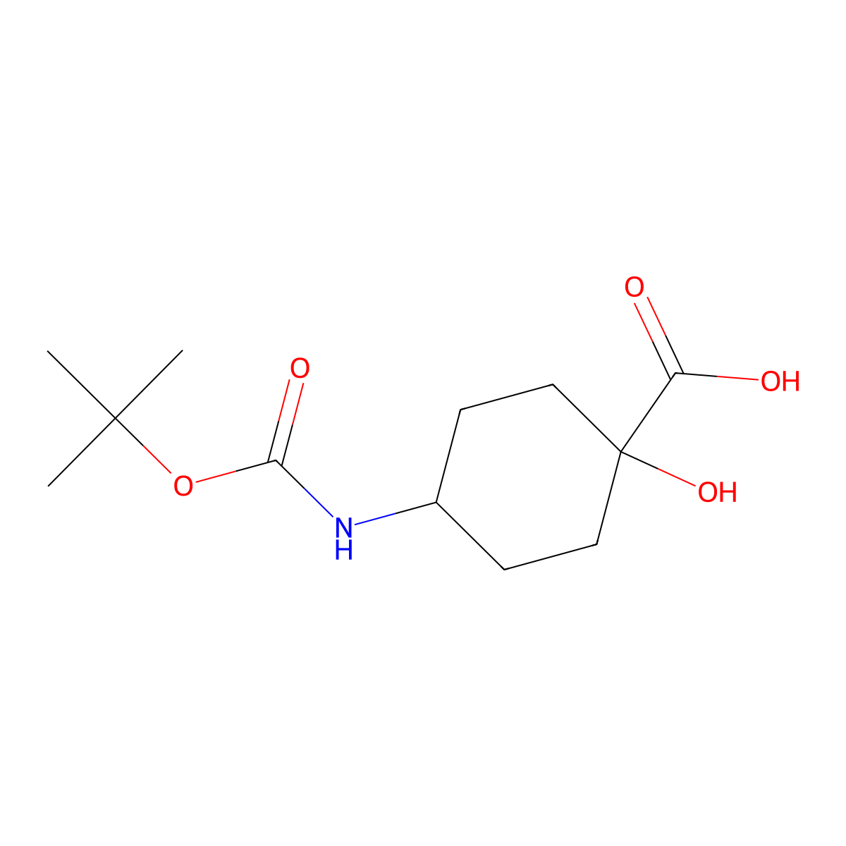 4-{[(Tert-butoxy)carbonyl]amino}-1-hydroxycyclohexane-1-carboxylic acid molecular structure, CAS 2281170-10-1