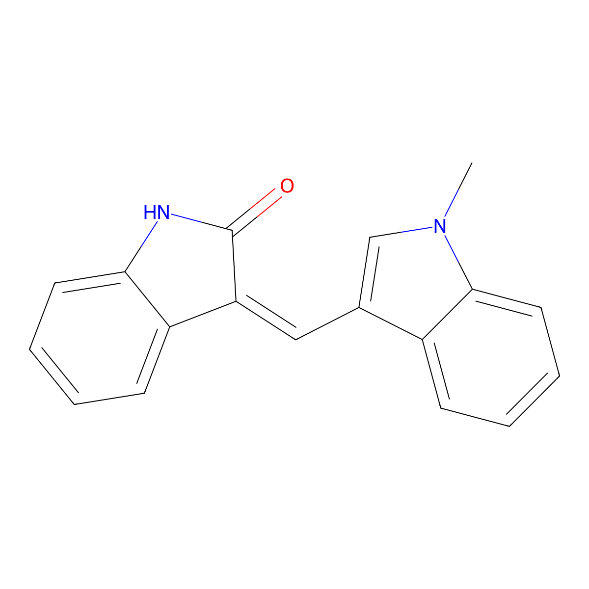 3-[(1-methylindol-3-yl)methylidene]-1H-indol-2-one molecular structure, CAS 22813-84-9