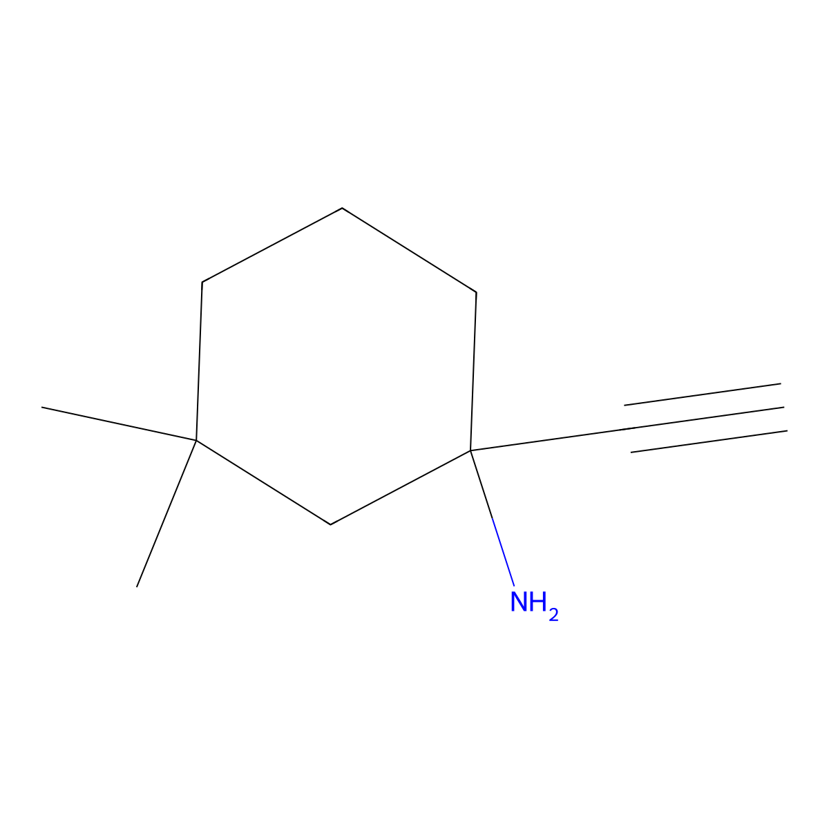 1-Ethynyl-3,3-dimethylcyclohexan-1-amine molecular structure, CAS 2281399-04-8