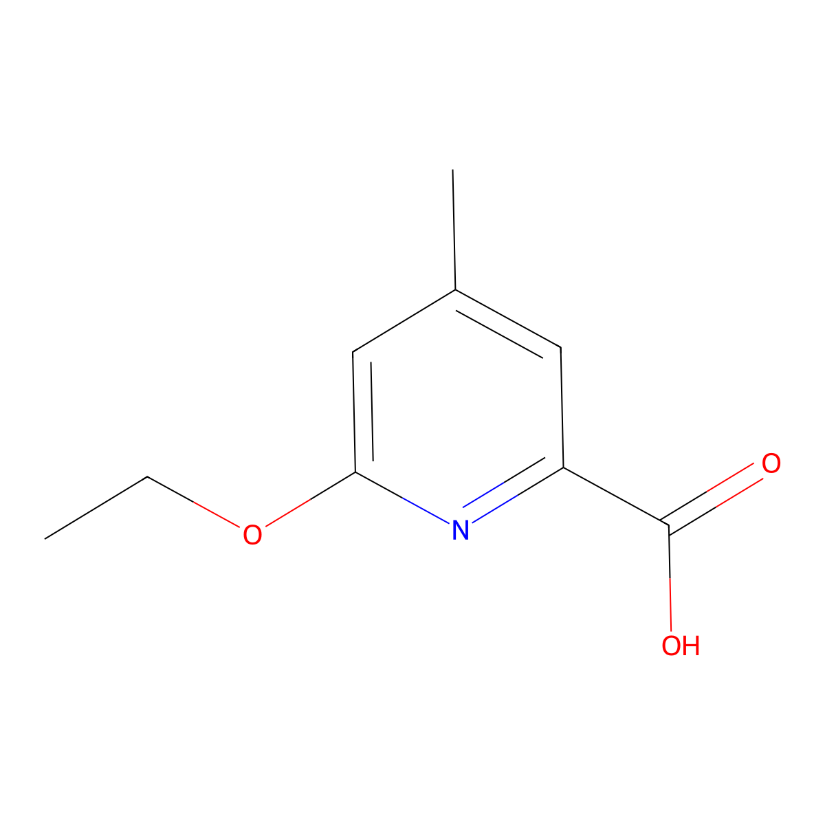 6-Ethoxy-4-methyl-2-pyridinecarboxylic acid molecular structure, CAS 2281482-29-7