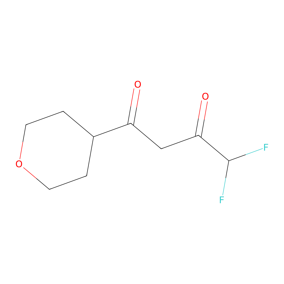 4,4-Difluoro-1-(oxan-4-yl)butane-1,3-dione molecular structure, CAS 2281496-28-2