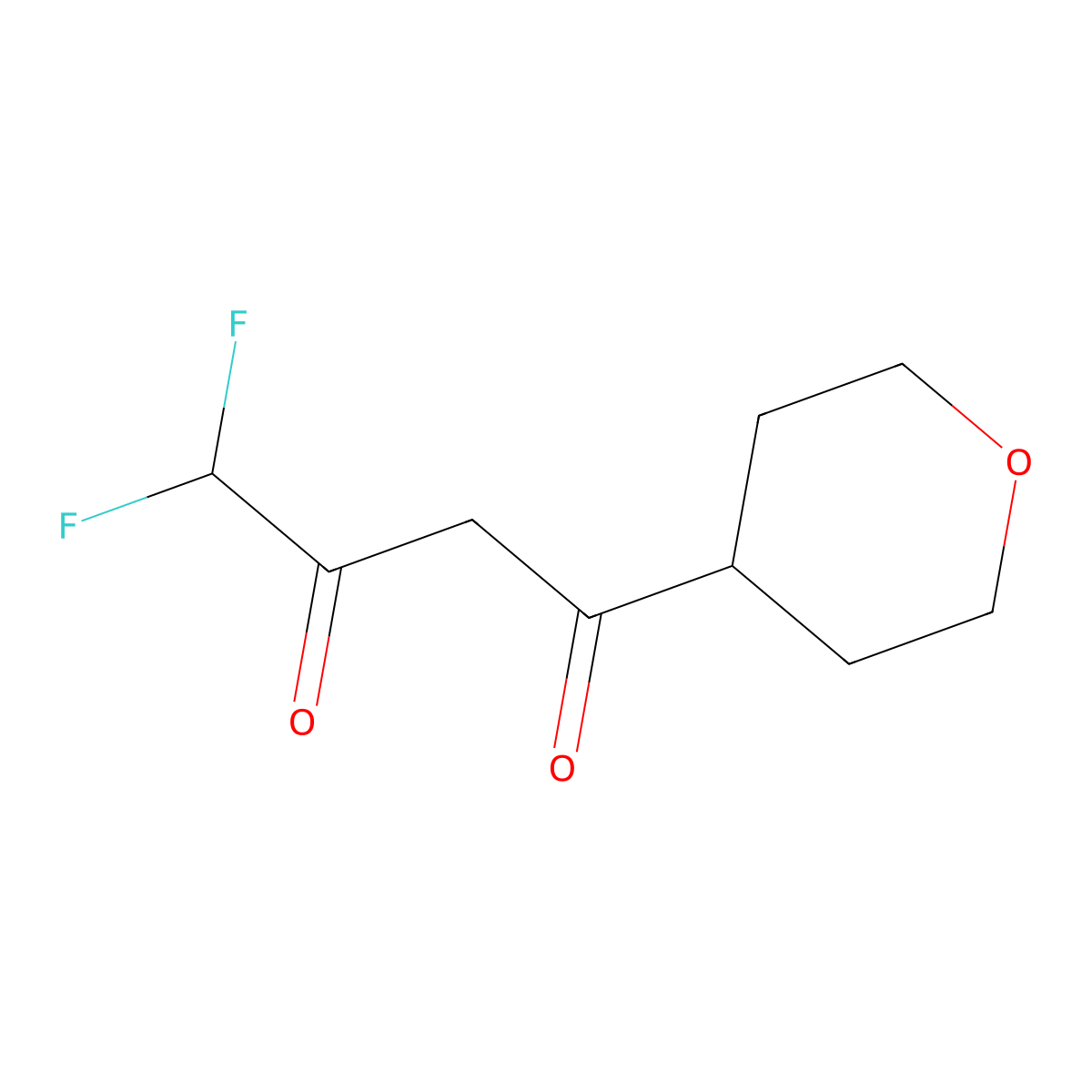 4,4-Difluoro-1-(oxan-4-yl)butane-1,3-dione molecular structure, CAS 2281496-28-2