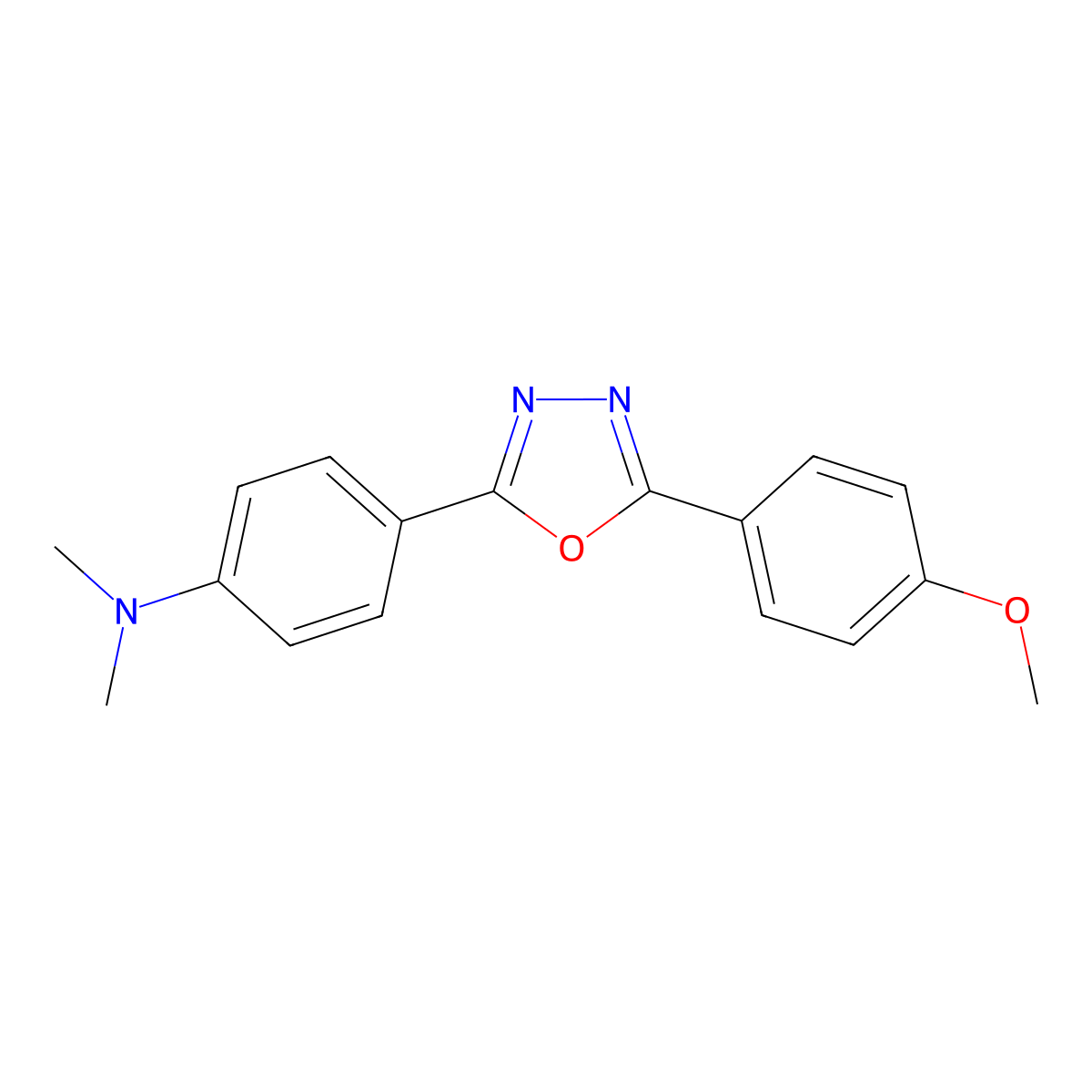 4-[5-(4-methoxyphenyl)-1,3,4-oxadiazol-2-yl]-N,N-dimethylaniline molecular structure, CAS 22815-96-9