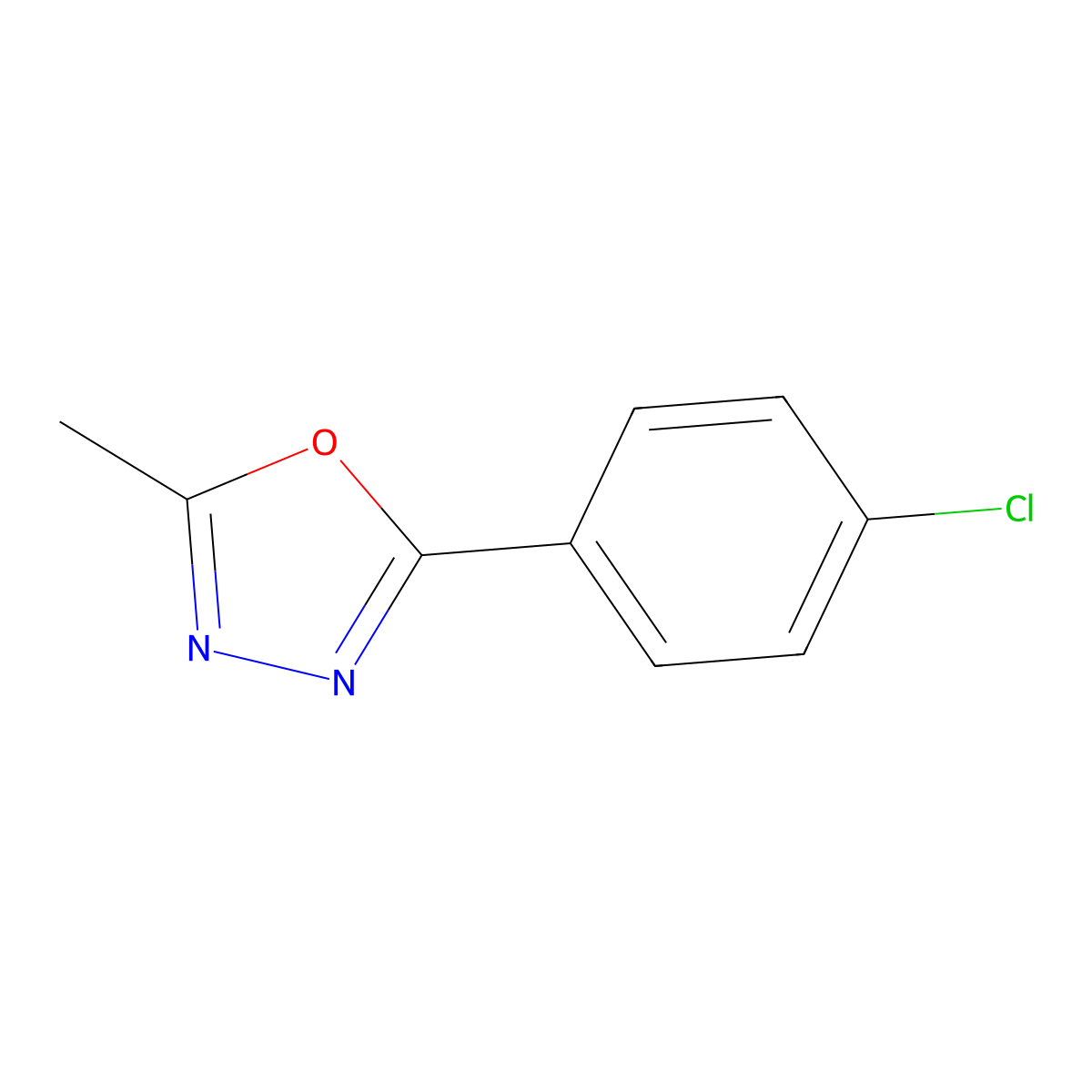 2-(4-Chlorophenyl)-5-methyl-1,3,4-oxadiazole molecular structure, CAS 22815-98-1