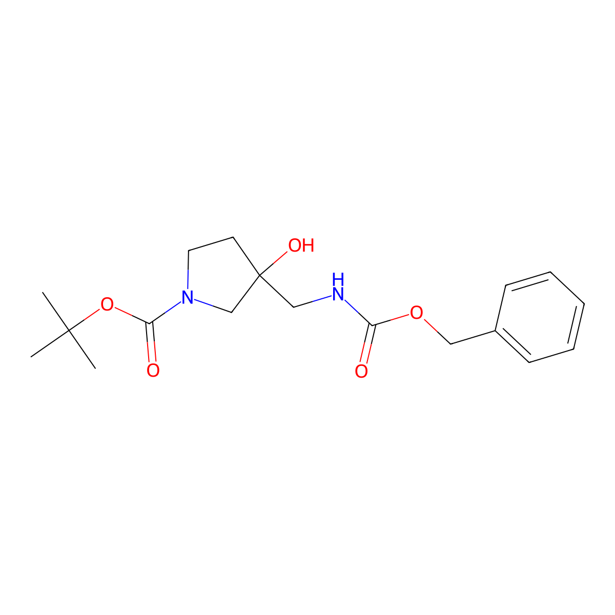 Tert-butyl 3-({[(benzyloxy)carbonyl]amino}methyl)-3-hydroxypyrrolidine-1-carboxylate molecular structure, CAS 2281556-43-0