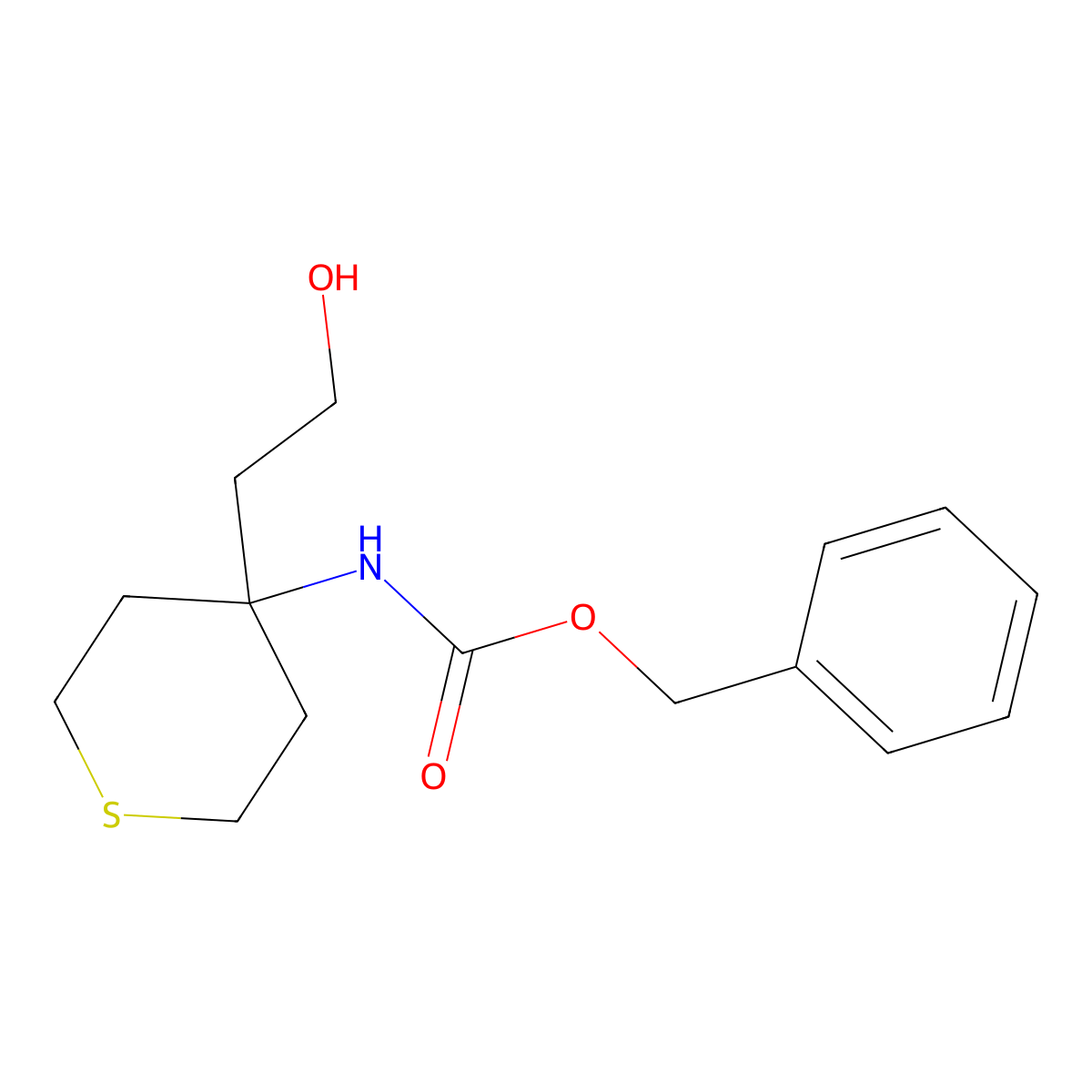 benzyl N-[4-(2-hydroxyethyl)thian-4-yl]carbamate molecular structure, CAS 2281620-09-3