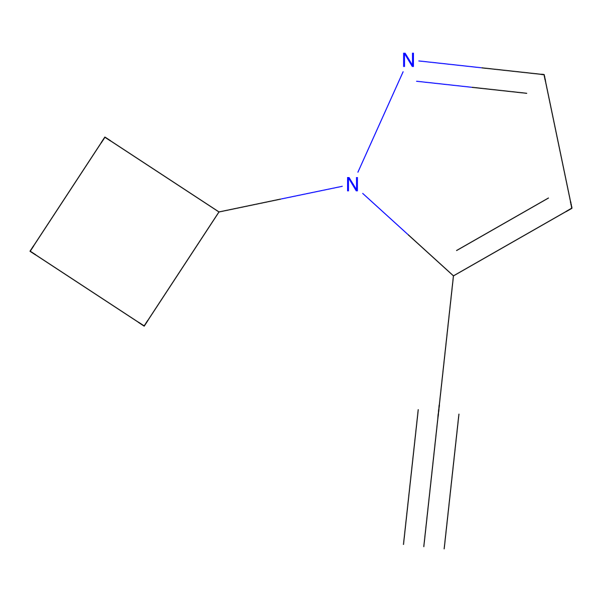 1-Cyclobutyl-5-ethynyl-1H-pyrazole molecular structure, CAS 2281667-99-8