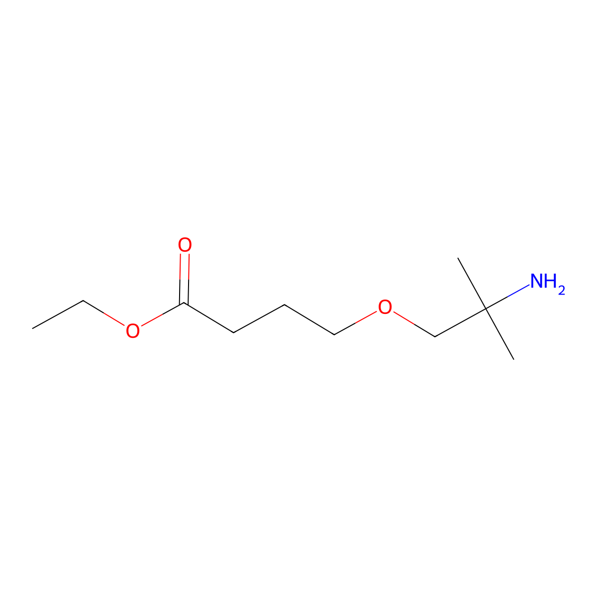Ethyl 4-(2-amino-2-methylpropoxy)butanoate molecular structure, CAS 2281678-86-0