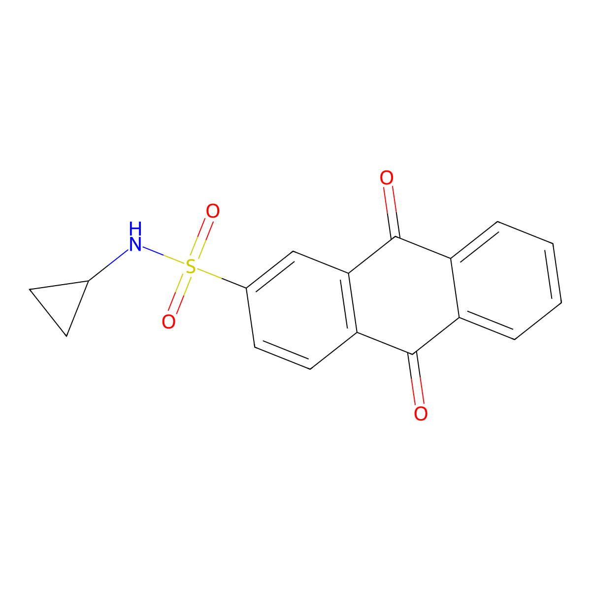 N-cyclopropyl-9,10-dioxo-9,10-dihydroanthracene-2-sulfonamide molecular structure, CAS 2281765-07-7