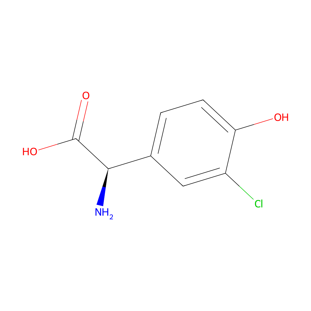 (2R)-amino(3-chloro-4-hydroxyphenyl)ethanoic acid molecular structure, CAS 22818-39-9