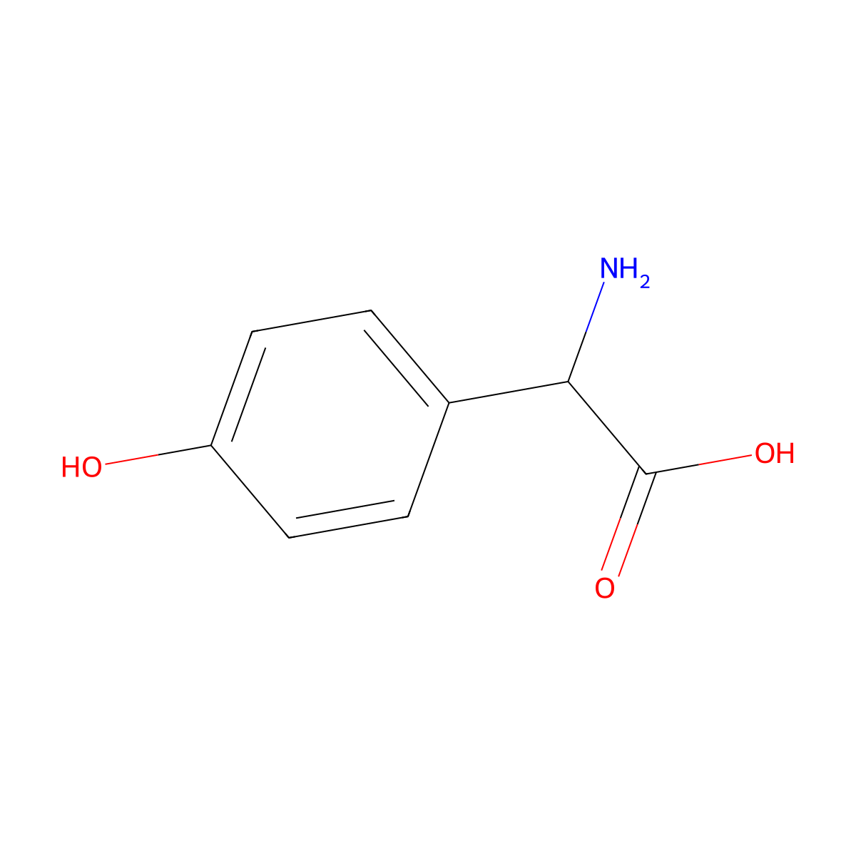 D-p-hydroxyphenylglycine molecular structure, CAS 22818-40-2